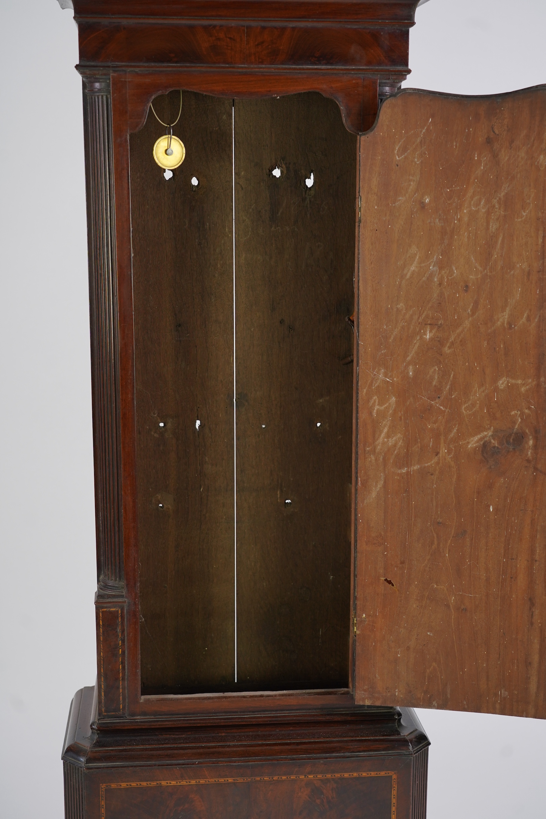 A mid 18th century mahogany eight day longcase clock, the inner chapter ring signed D. Seddon, Frodsham, for Daniel Seddon